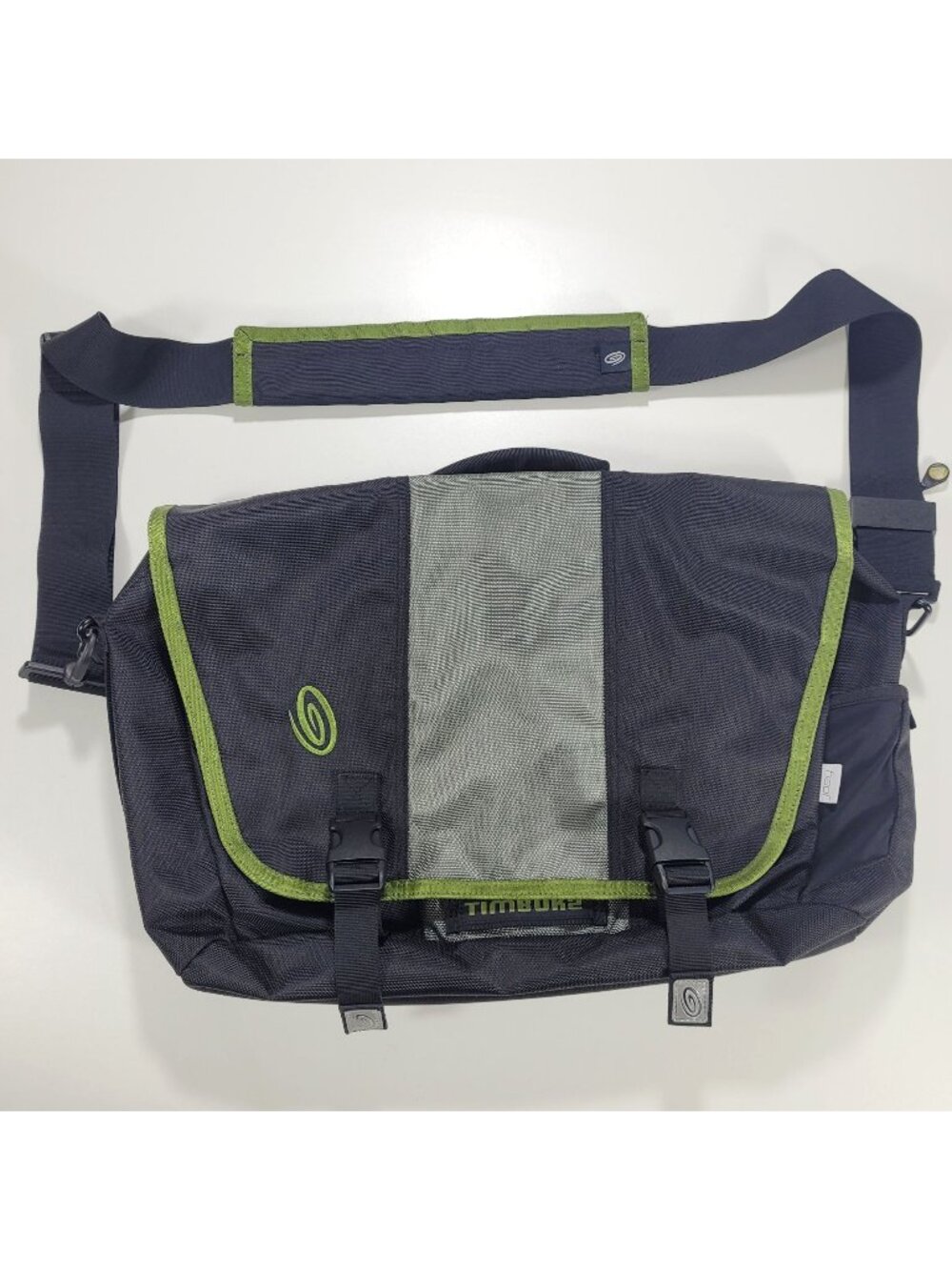 Timbuk2 Power Commute Laptop Messenger Bag Black Gunmetal Lime Green NICE